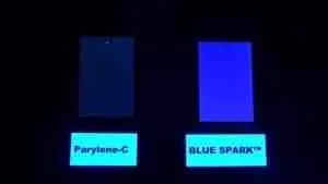 Parylene C and BLUE SPARK under black light